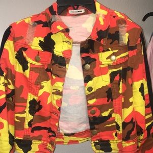 Orange yellow black camo jacket